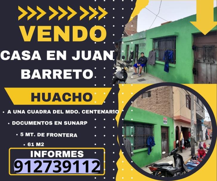 VENDO CASA COMO TERRENO 61 m2 EN HUACHO COMERCIAL A 1 CUADRA DEL MERCADO CENTENARIO-1