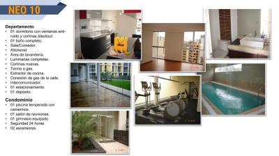 Cómodo Mini Departamento en Miraflores - Edificio con Gimnasio, Piscina, Sala de Reuniones